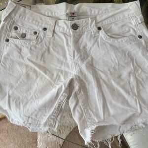 Women's White True Religion Denim Shorts JAYDE Sz 29